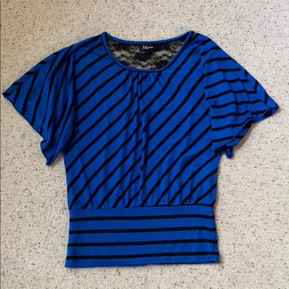 Iz Byer Black and Blue Blouse